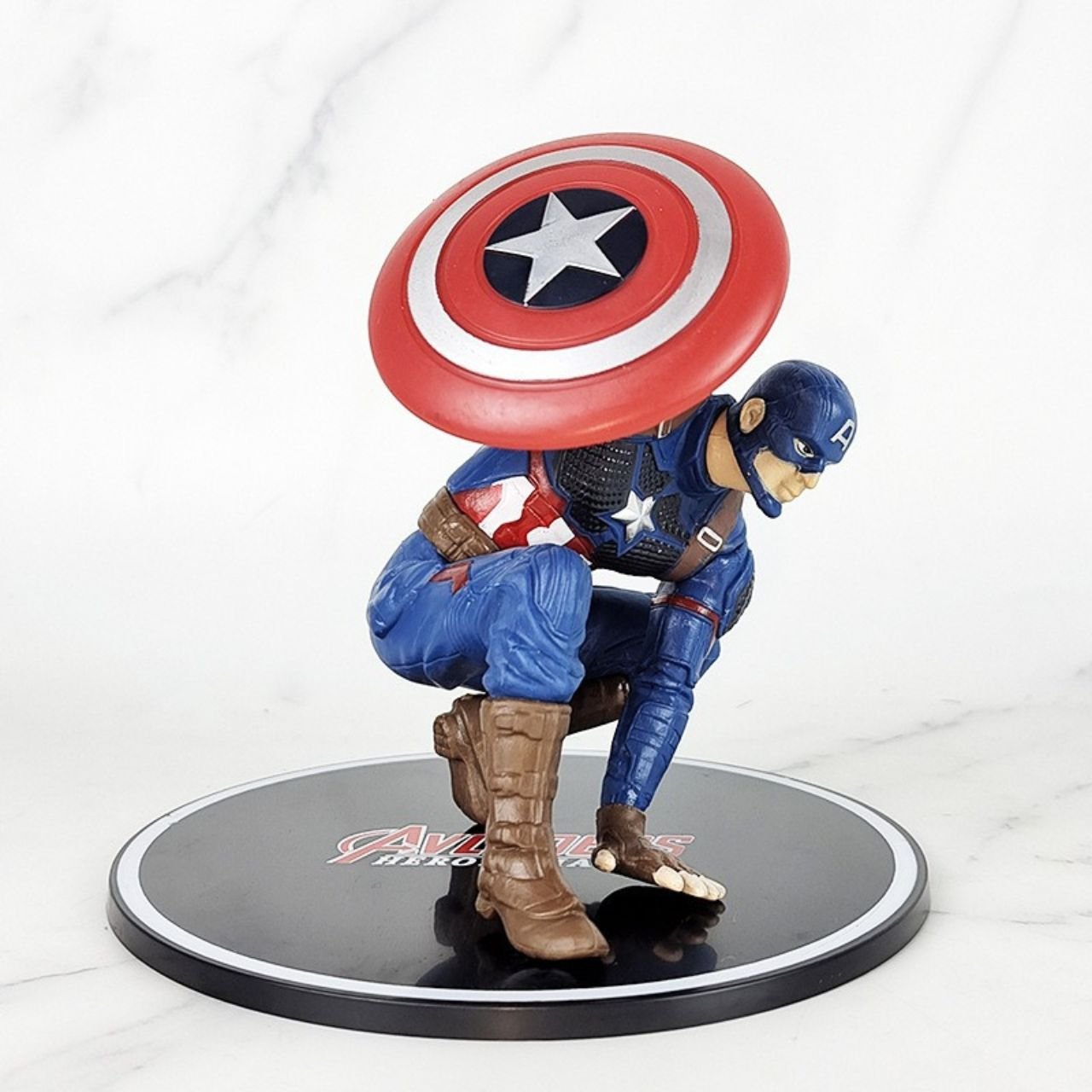 Caption America Action Figure with Shield | PVC Anime Collectible | Round Base | Decorative Item | 10 Cm | Box Packing - Image 3