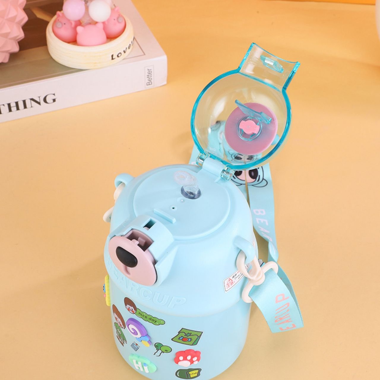 Stainless Steel Kawaii Bear Sipper for Kids with Adjustable Strap | Double Wall Insulation | Portable & Leakproof | 700 ML | Assorted Color | Box Packing - Image 4