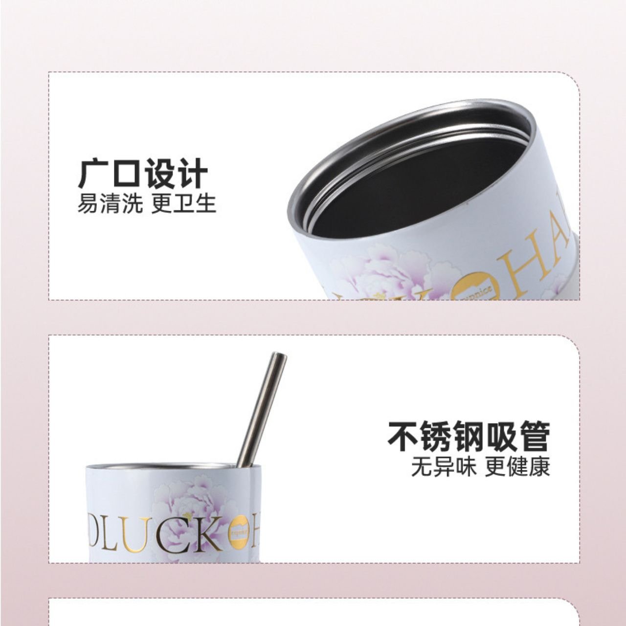 Stainless Steel Premium Insulated Floral Tumbler with Straw & Carry Band | Portable & Leakproof | Double Wall | 750 ML | Assorted Colors | Box Packing - Image 3