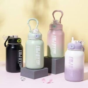 Stainless Steel Insulated Water Bottle with Handle & Lid | Portable & Leakproof | Wide Mouth | Push Lock Button | 800 ML | Assorted Colors | Box Packing