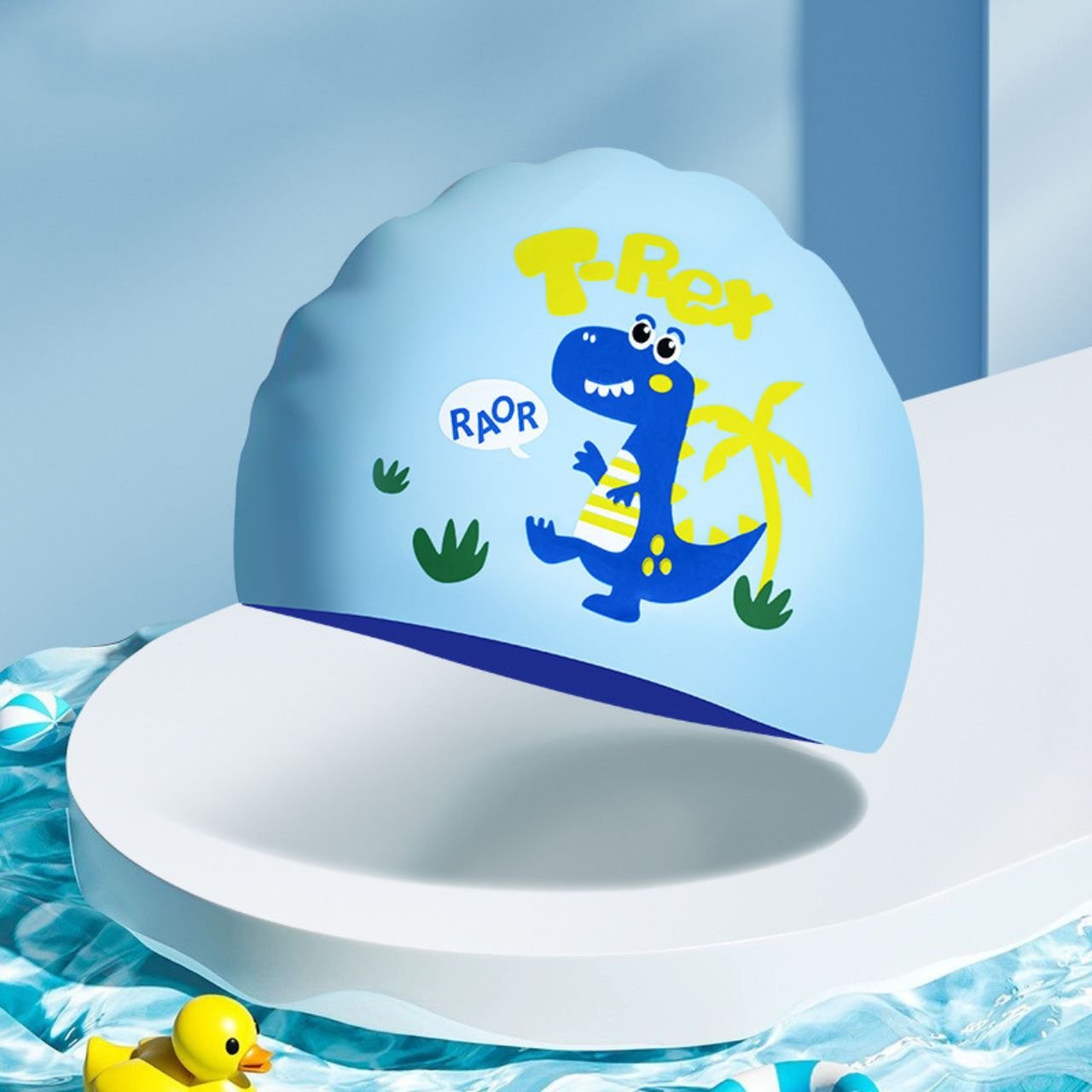 Silicone Cartoon Printed Kids Swimming Cap | Waterproof | Stretchable & Comfortable Fit | Assorted Prints | OPP Packing - Image 5