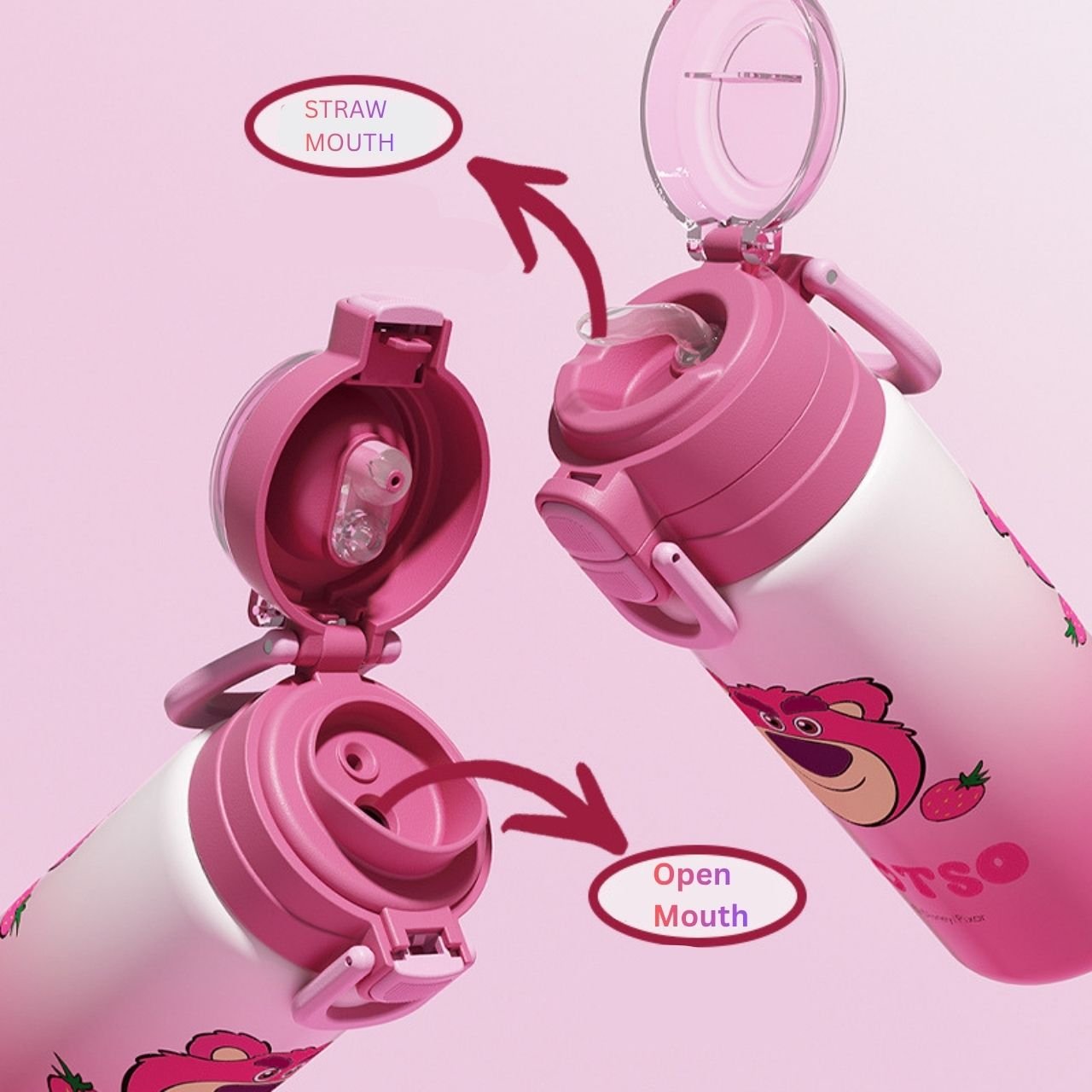 Stainless Steel Thermos Sipper for Kids with Carry Strap | Cartoon Printed | Double Wall Insulated | Portable & Leakproof | Dual Sip | 500 ML | Assorted Colors | Box Packing - Image 9