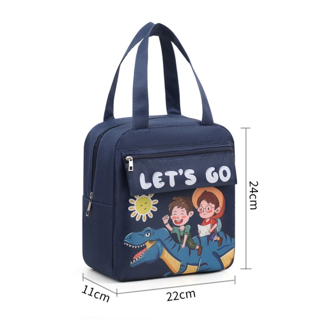 Cartoon Printed Portable Insulated Lunch Bag with Handle | Oxford fabric | Zip Closure | 22*11*24 Cm | Assorted Colors | OPP Packing - Image 6