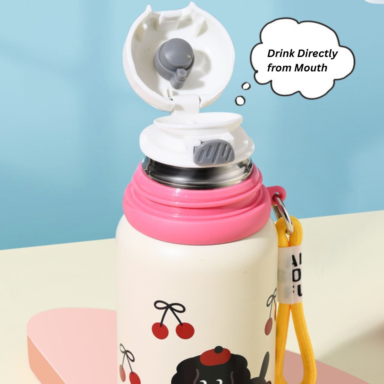 Stainless Steel Insulated Printed Sipper for Kids with Carry Band | Leakproof | 500 ML | Assorted Colors | Box Packing - Image 2