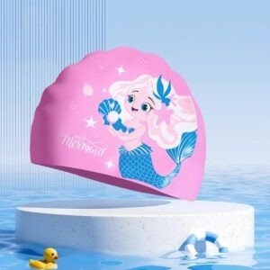 Silicone Cartoon Printed Kids Swimming Cap | Waterproof | Stretchable & Comfortable Fit | Assorted Prints | OPP Packing