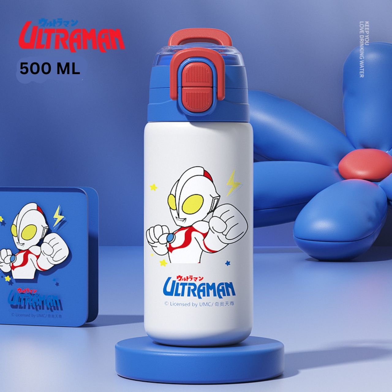 Stainless Steel Thermos Sipper for Kids with Carry Strap | Cartoon Printed | Double Wall Insulated | Portable & Leakproof | Dual Sip | 500 ML | Assorted Colors | Box Packing - Image 2