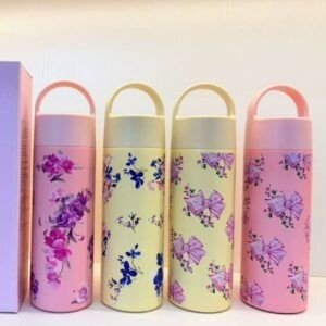 Stainless Steel Insulated Bottle with Handle | Floral Printed | Portable & Leakproof | Wide Mouth | 500 ML | Assorted Colors | Box Packing
