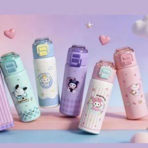 Stainless Steel Insulated Kawaii Bottle for Kids | Double wall Insulated | Portable & Leakproof | Cartoon Printed | 500 ML | Assorted Colors | Box Packing