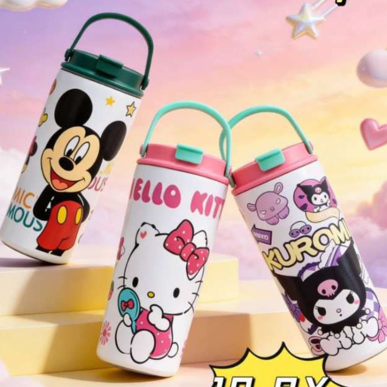 Stainless Steel Printed Tumbler with Handle | Double Wall Insulated | Portable & Leakproof | 500 ML | Assorted Colors | Box Packing - Image 2