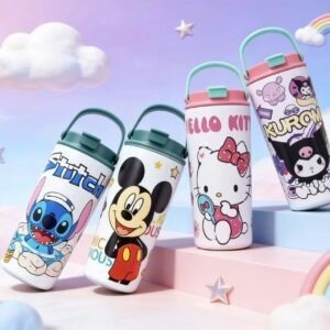 Stainless Steel Printed Tumbler with Handle | Double Wall Insulated | Portable & Leakproof | 500 ML | Assorted Colors | Box Packing