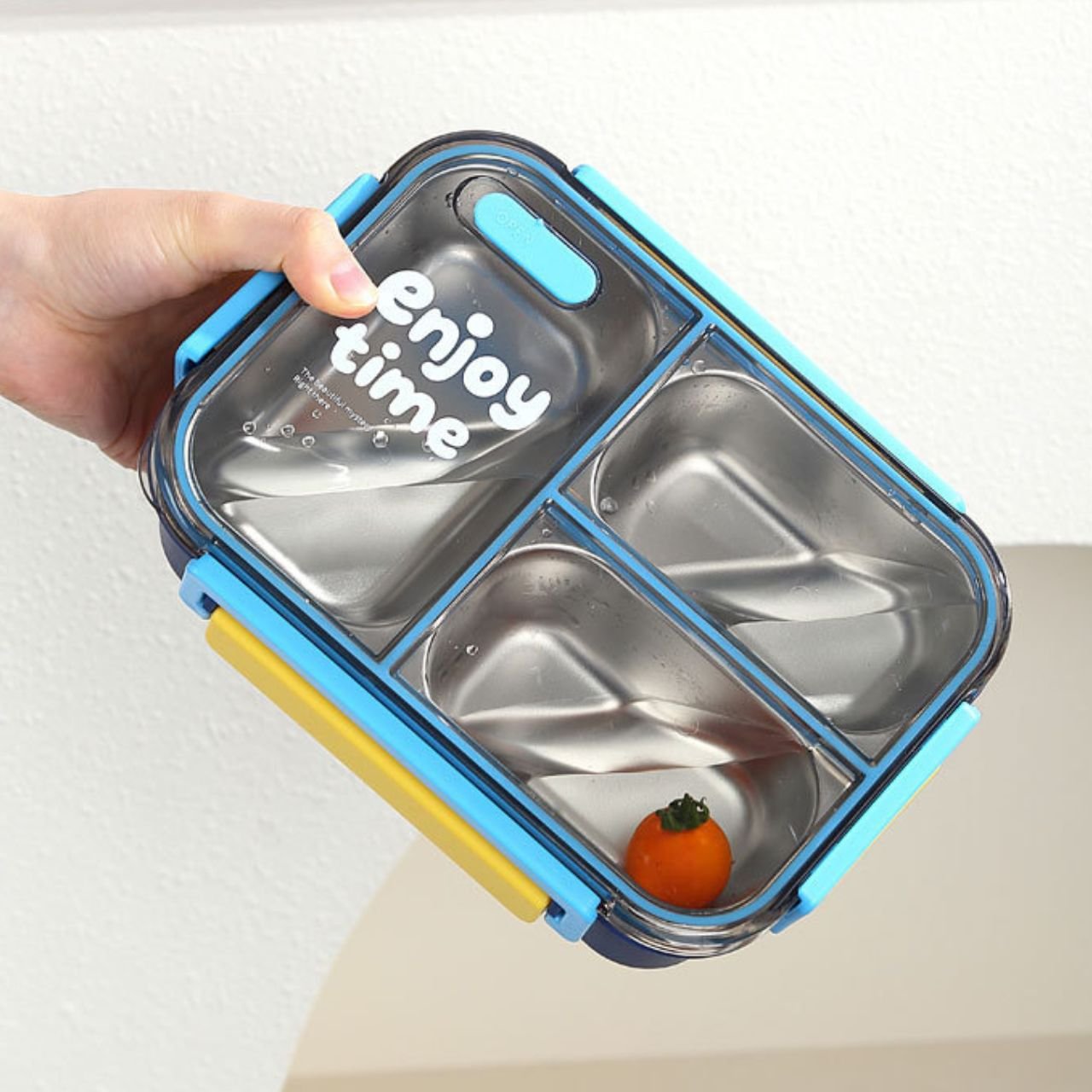 Stainless Steel Lunch Box with Cutlery Set | 3 Compartment | Portable & Leakproof | Insulated | 700 ML | Assorted Colors | Box Packing - Image 2