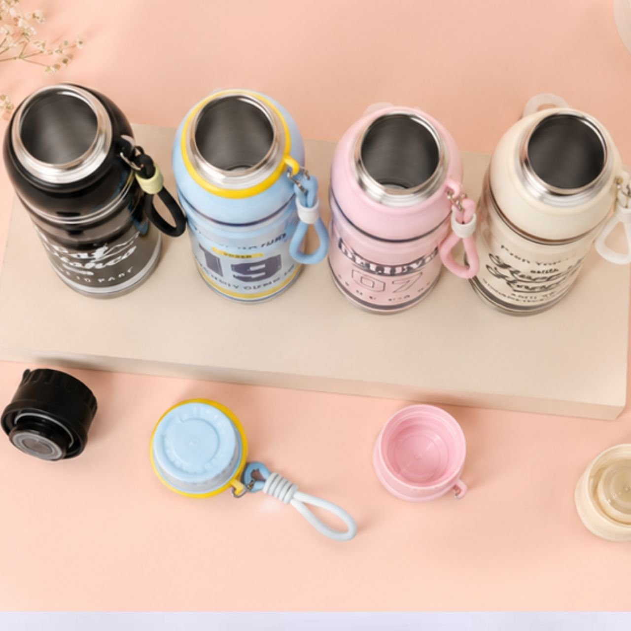 Stainless Steel Insulated Bottle with Carry Strap | Portable & Leakproof | Wide Mouth | 600 ML | Assorted Colors | Box Packing - Image 4