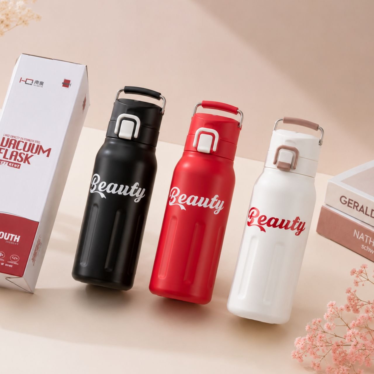 Stainless Steel Insulated Sport Bottle | Portable & Leakproof | Push Lock Button | 680 ML | Assorted Colors | Box Packing