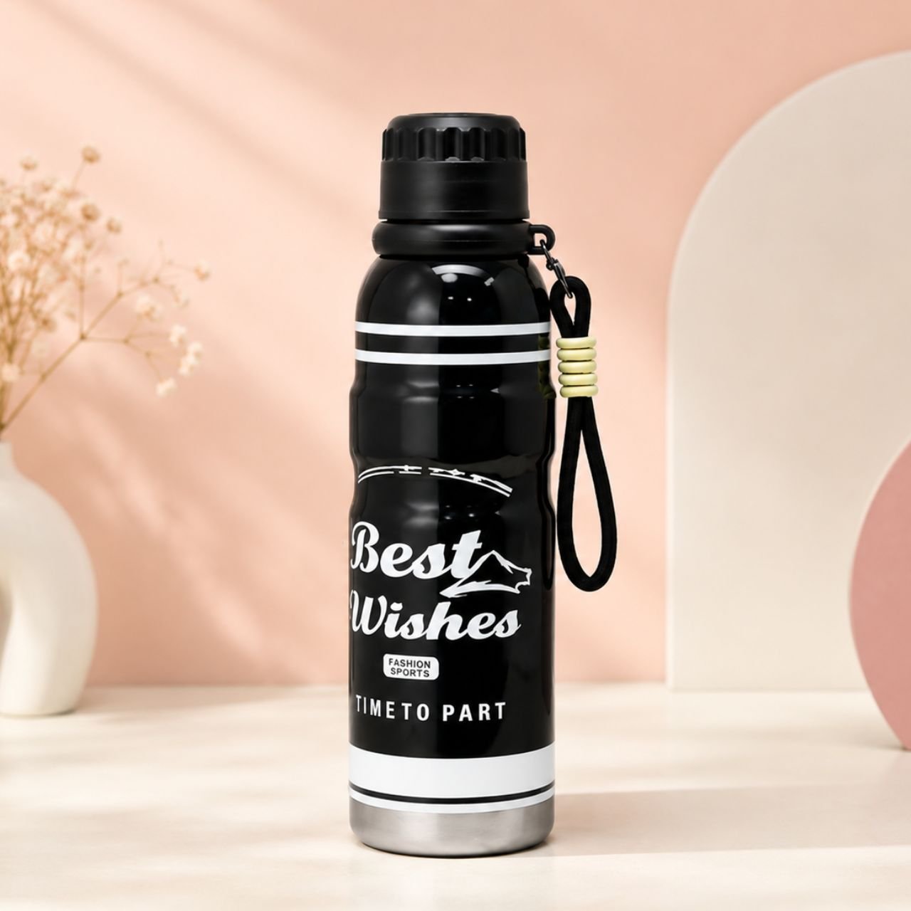 Stainless Steel Insulated Bottle with Carry Strap | Portable & Leakproof | Wide Mouth | 600 ML | Assorted Colors | Box Packing - Image 2