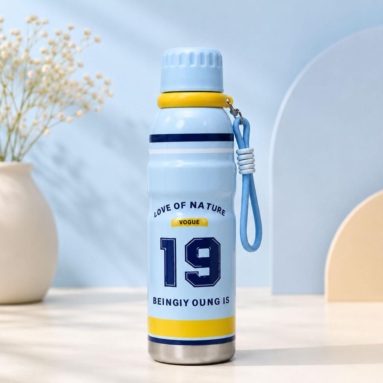 Stainless Steel Insulated Bottle with Carry Strap | Portable & Leakproof | Wide Mouth | 600 ML | Assorted Colors | Box Packing - Image 3