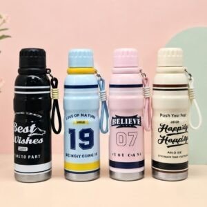 Stainless Steel Insulated Bottle with Carry Strap | Portable & Leakproof | Wide Mouth | 600 ML | Assorted Colors | Box Packing