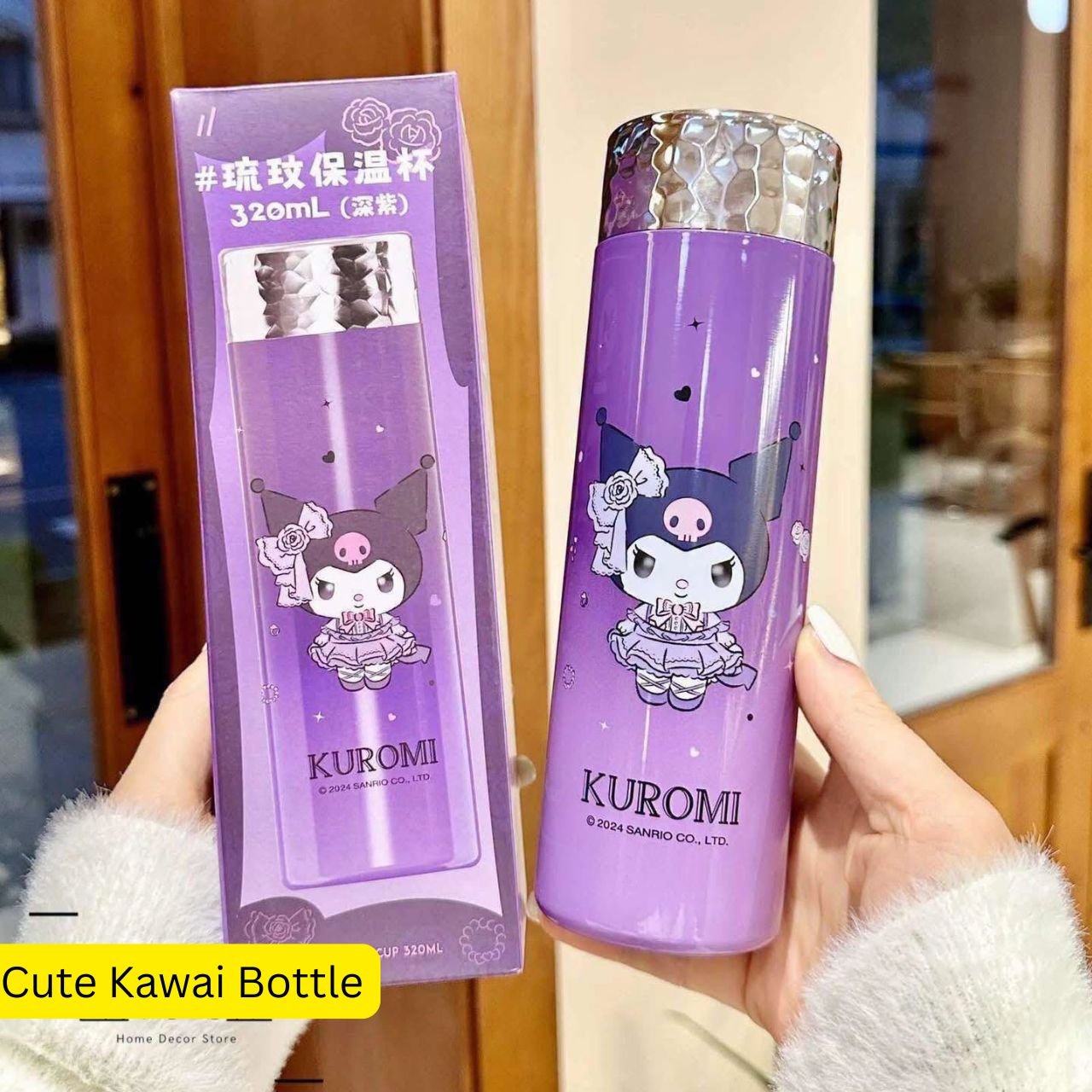 Stainless Steel Kawaii Bottle | Double wall Insulation | Portable & Leakproof | Wide Mouth | Cartoon Printed | 320 ML | Assorted Colors | Box Packing - Image 5