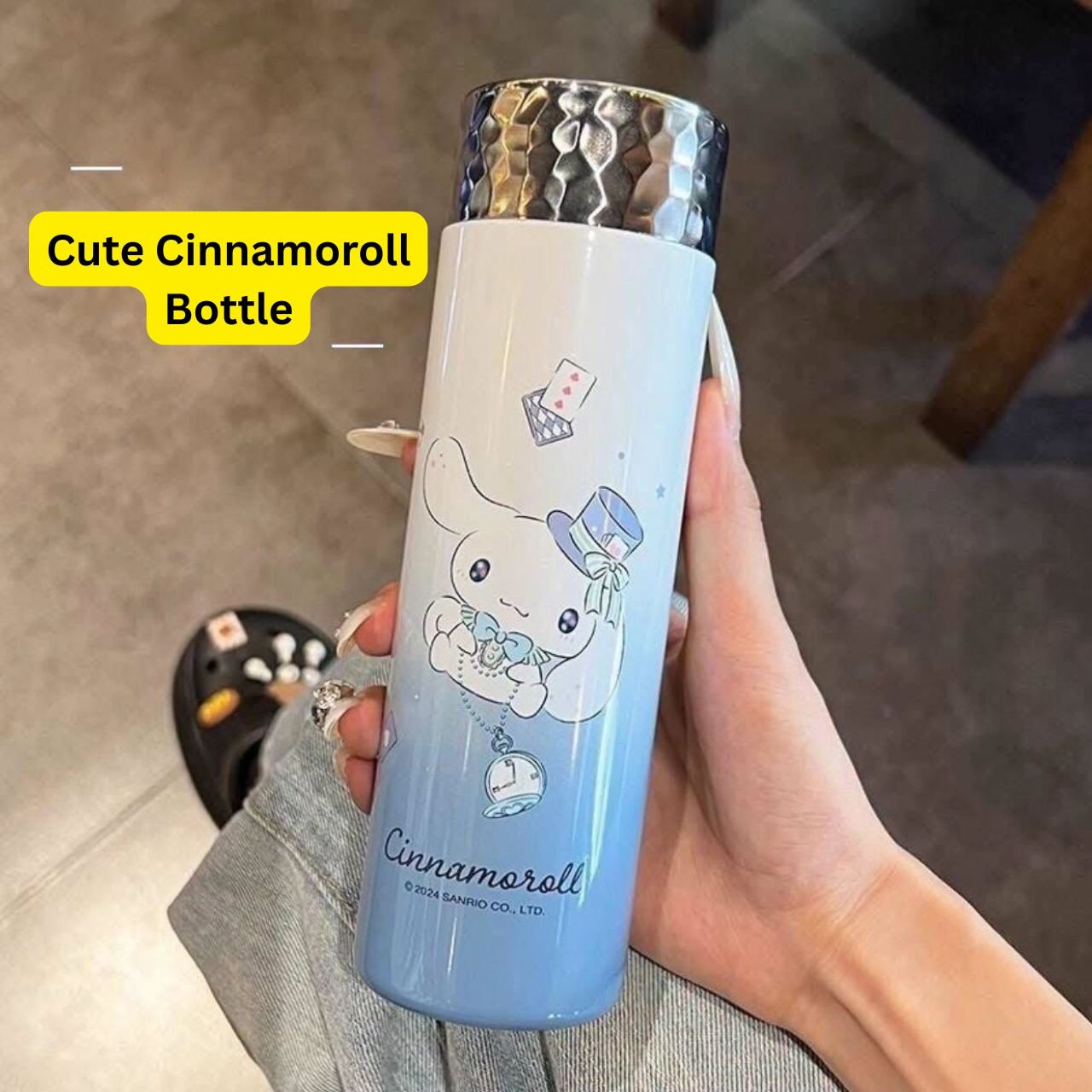 Stainless Steel Kawaii Bottle | Double wall Insulation | Portable & Leakproof | Wide Mouth | Cartoon Printed | 320 ML | Assorted Colors | Box Packing - Image 4