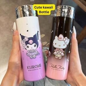 Stainless Steel Kawaii Bottle | Double wall Insulation | Portable & Leakproof | Wide Mouth | Cartoon Printed | 320 ML | Assorted Colors | Box Packing