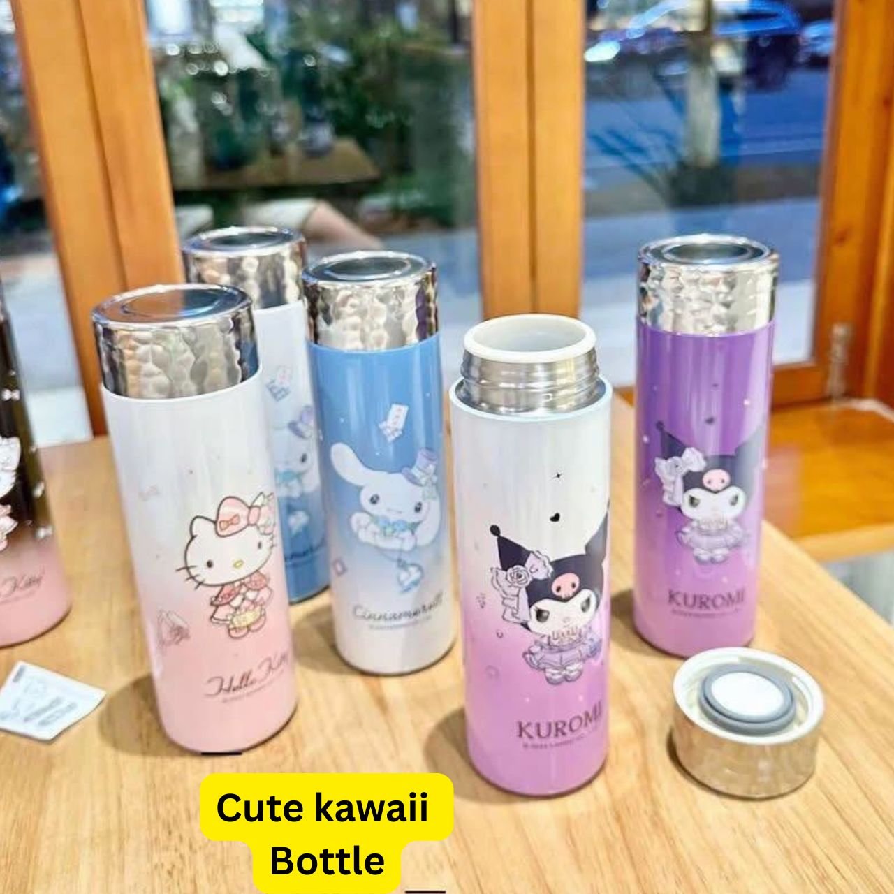 Stainless Steel Kawaii Bottle | Double wall Insulation | Portable & Leakproof | Wide Mouth | Cartoon Printed | 320 ML | Assorted Colors | Box Packing - Image 6