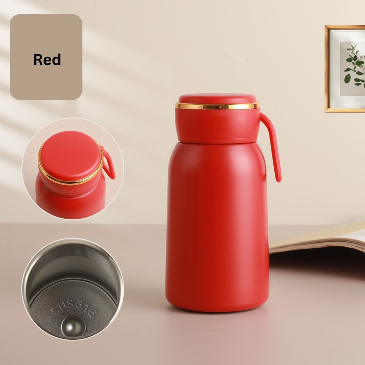 Stainless Steel Kawaii Insulated Water Bottle with Carry Strap | Portable & Leakproof | Wide Mouth | 320 ML | Assorted Colors | Box Packing - Image 4