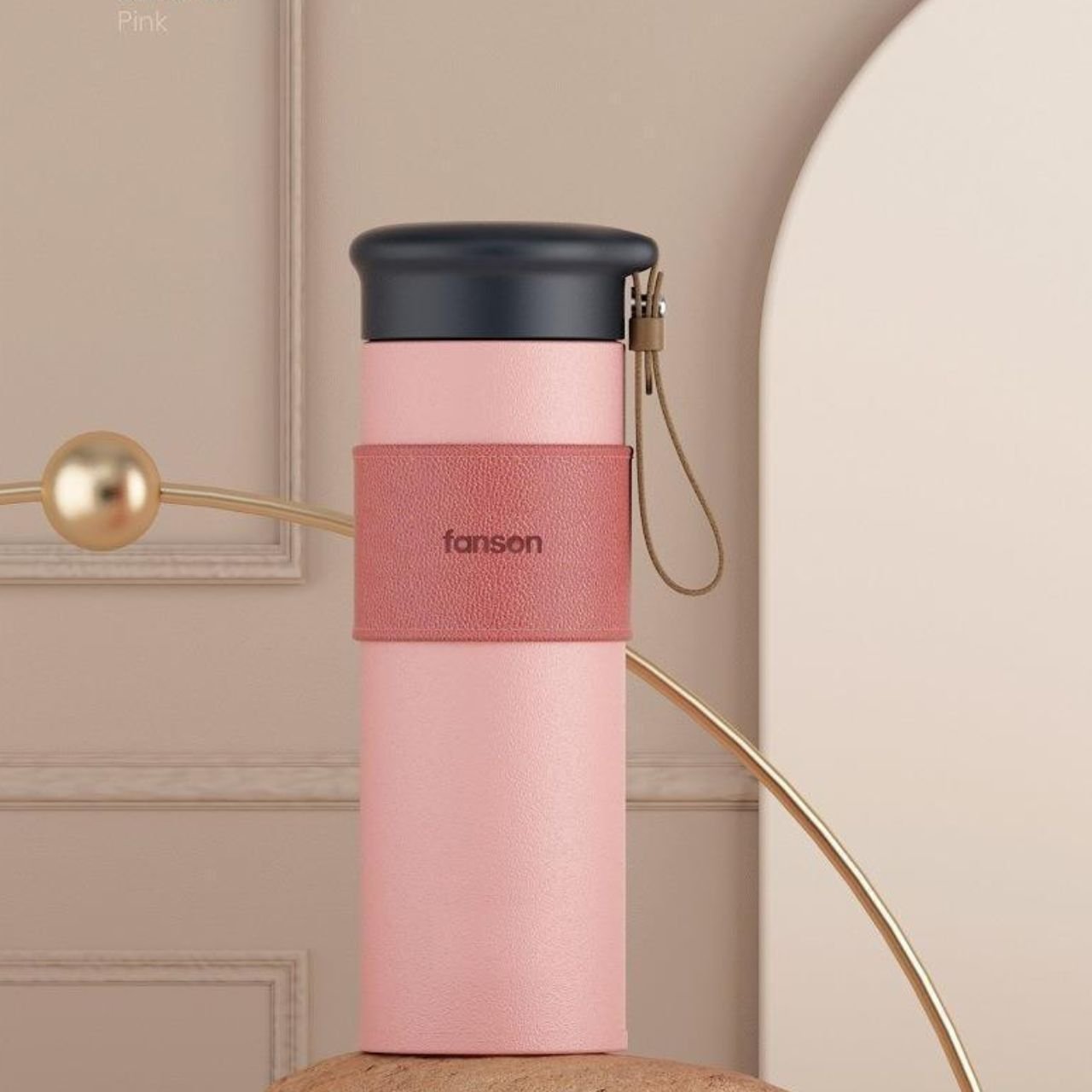 Stainless Steel Insulated Bottle with Leather Grip & Carry Strap | Leakproof | Portable Travel Bottle | 500 ML | Assorted Colors | Box Packing - Image 5