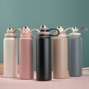 Stainless Steel Sport Bottle with Straw | Double wall Insulation | Portable & Leakproof | 800 ML | Assorted Colors | Box Packing