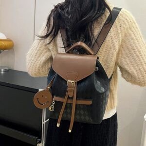PU Leather Ladies Travel Backpack | 2 Pockets | Drawstring Closure | Adjustable Shoulder Strap | 21x13x26 Cm | Assorted Colors | OPP Packing