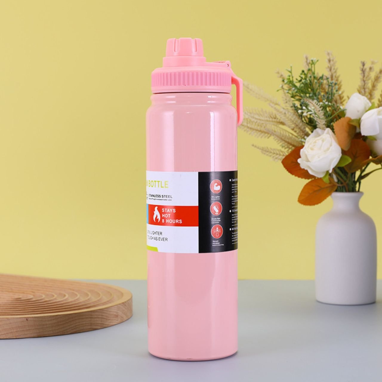 Stainless Steel Vacuum Insulated Sport Water Bottle | Leakproof Flip Lid with Lock | Portable & Compact | 1000 ML | Assorted Colors | Box Packing - Image 2