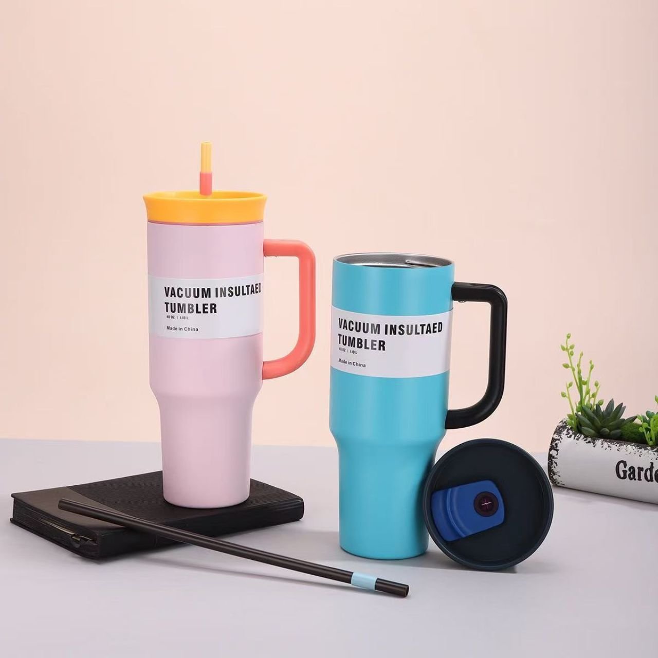 Stainless Steel Insulated Tumbler with Handle & Straw | Portable & Leakproof | 1200 ML | Assorted Colors | Box Packing - Image 7