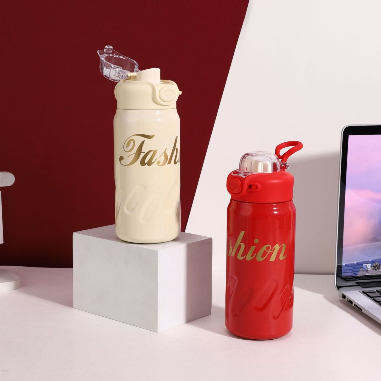 Stainless Steel Sport Water Bottle with Carry Loop | Double wall Insulation | Portable & Leakproof | Dual Sip | 600 ML | Assorted Colors | Box Packing - Image 7