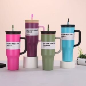 Stainless Steel Insulated Tumbler with Handle & Straw | Portable & Leakproof | 1200 ML | Assorted Colors | Box Packing