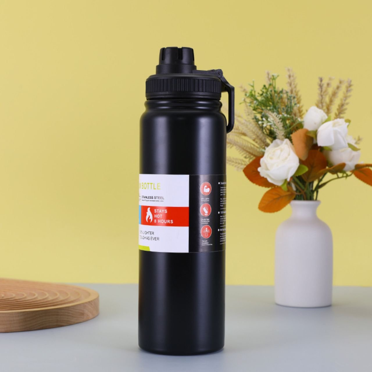 Stainless Steel Vacuum Insulated Sport Water Bottle | Leakproof Flip Lid with Lock | Portable & Compact | 1000 ML | Assorted Colors | Box Packing - Image 8