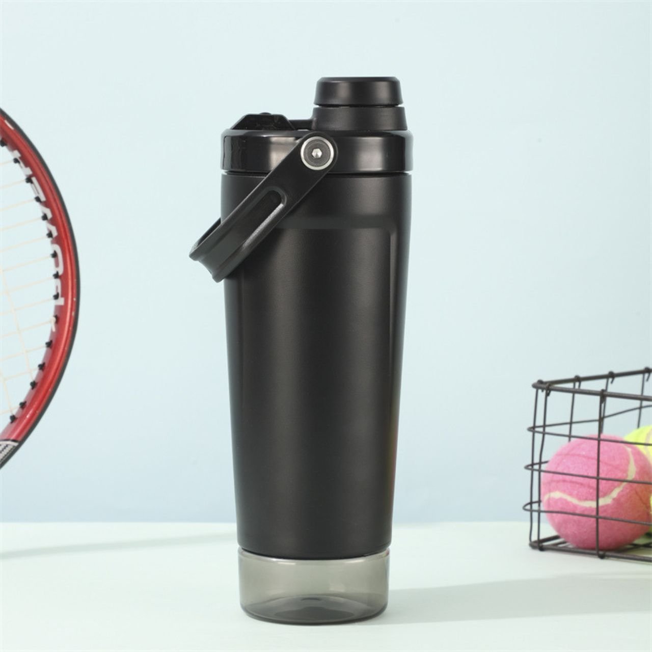 Stainless Steel Insulated Tumbler | Leakproof Flip Lid | Portable Carry Handle | Transparent Base | 600 ML | Assorted Colors | Box Packing - Image 5