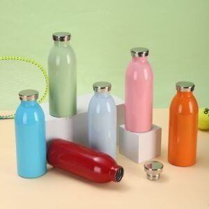 Premium Stainless Steel Vacuum Flask Bottle | Sleek Glossy Finish | Portable & Leakproof | 500 ML | Assorted Colors | Box Packing