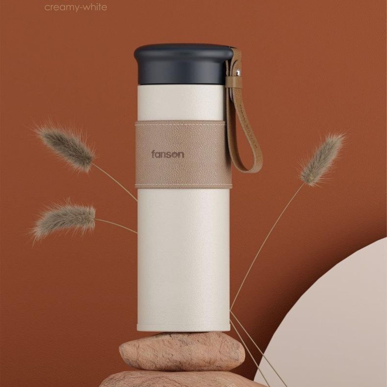 Stainless Steel Insulated Bottle with Leather Grip & Carry Strap | Leakproof | Portable Travel Bottle | 500 ML | Assorted Colors | Box Packing - Image 3