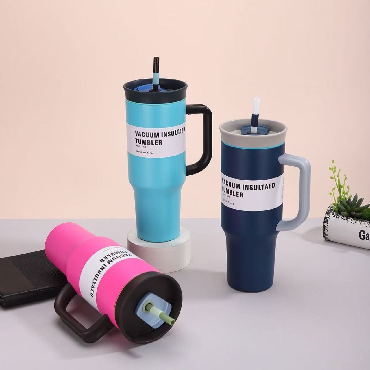 Stainless Steel Insulated Tumbler with Handle & Straw | Portable & Leakproof | 1200 ML | Assorted Colors | Box Packing - Image 6