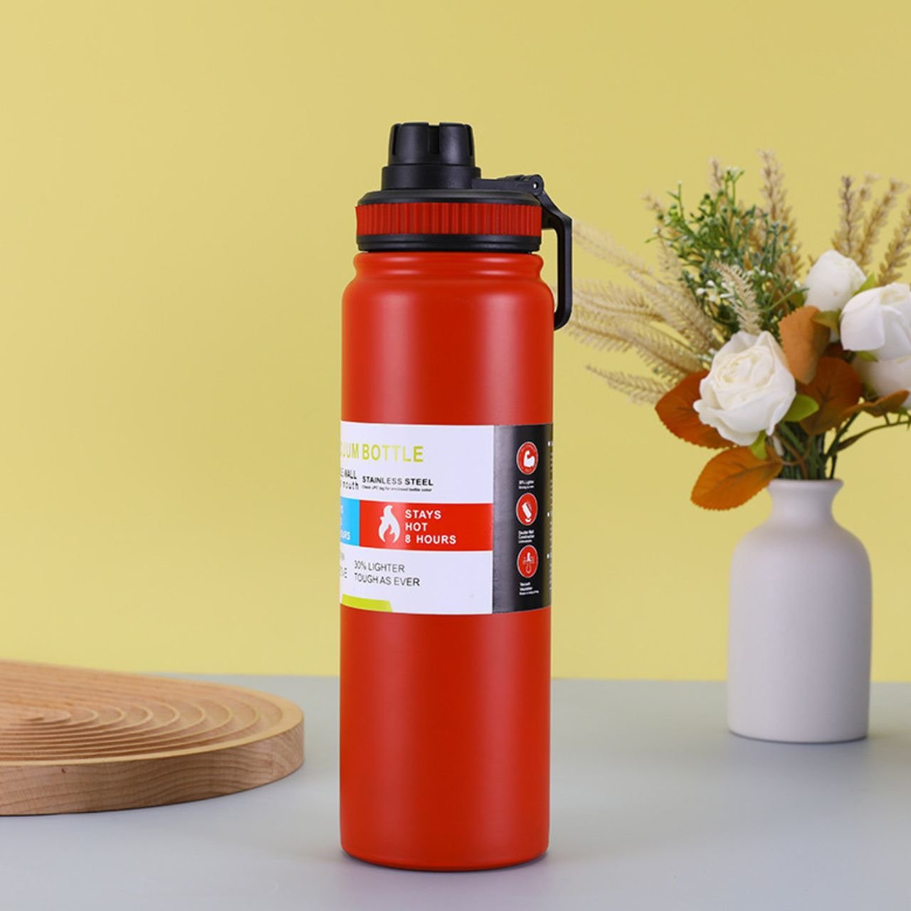 Stainless Steel Vacuum Insulated Sport Water Bottle | Leakproof Flip Lid with Lock | Portable & Compact | 1000 ML | Assorted Colors | Box Packing - Image 7