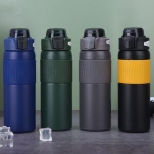 Stainless Steel Insulated Sport Bottle with Carry Band | Portable & Leakproof | Push Lock Button | 600 ML | Assorted Colors | Box Packing