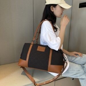 Canvas Travel Duffle Bag with Top Handle | Adjustable Shoulder Strap | Unisex | Zip Closure | 24x16x44 Cm | Black Color | OPP Packing