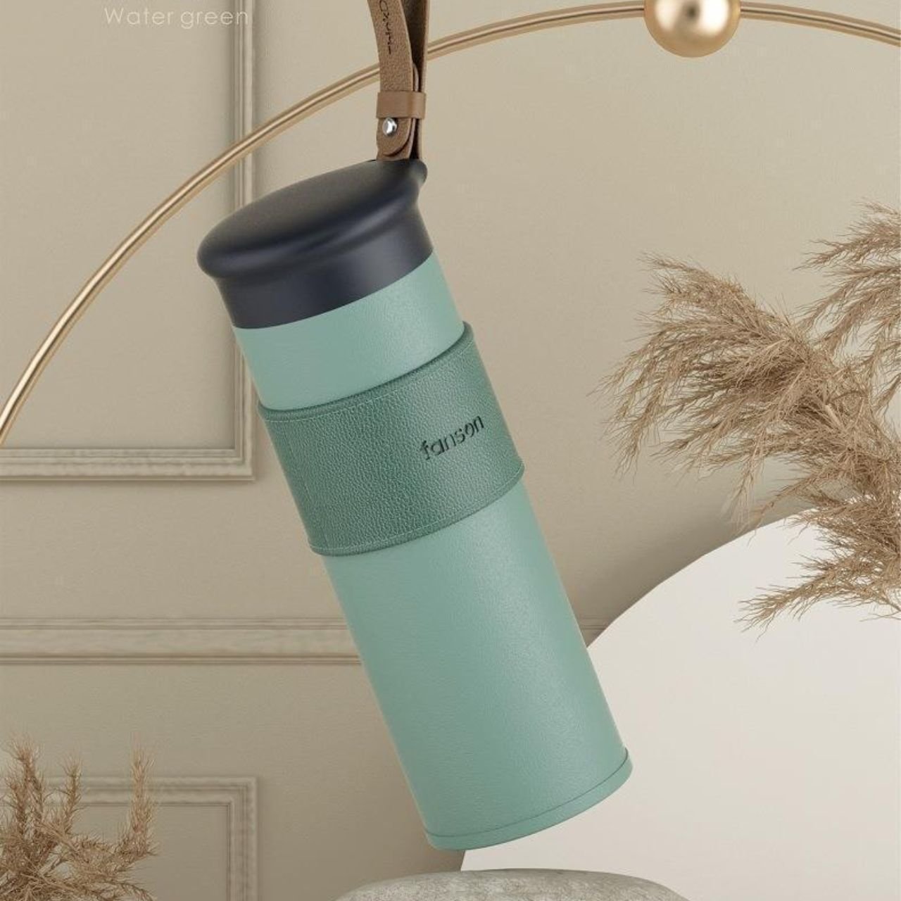 Stainless Steel Insulated Bottle with Leather Grip & Carry Strap | Leakproof | Portable Travel Bottle | 500 ML | Assorted Colors | Box Packing - Image 6