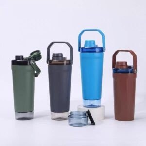 Stainless Steel Insulated Tumbler | Leakproof Flip Lid | Portable Carry Handle | Transparent Base | 600 ML | Assorted Colors | Box Packing