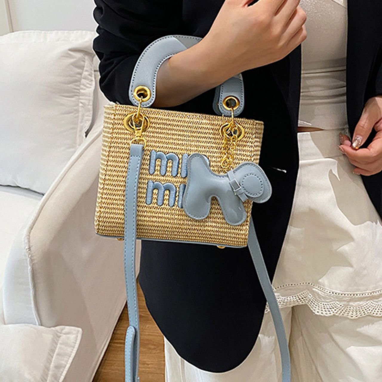 Stylish Woven Handbag for Women | PU Leather Top Handle | Adjustable Crossbody Sling | Smooth Zip Closure | 23x15x9 Cm | Assorted Colors | OPP Packing - Image 5