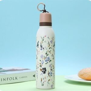 Stainless Steel Printed Bottle with Carry Band | Double wall Insulation | Portable & Leakproof | 750 ML | Assorted Colors | Box Packing