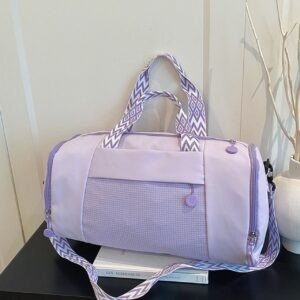 Premium Duffle Bag for Ladies with Top Handle & Shoes Compartment | Travel & Gym | Zip Closure | Adjustable Shoulder Strap | 23x20x48 Cm | Assorted Colors | OPP Packing