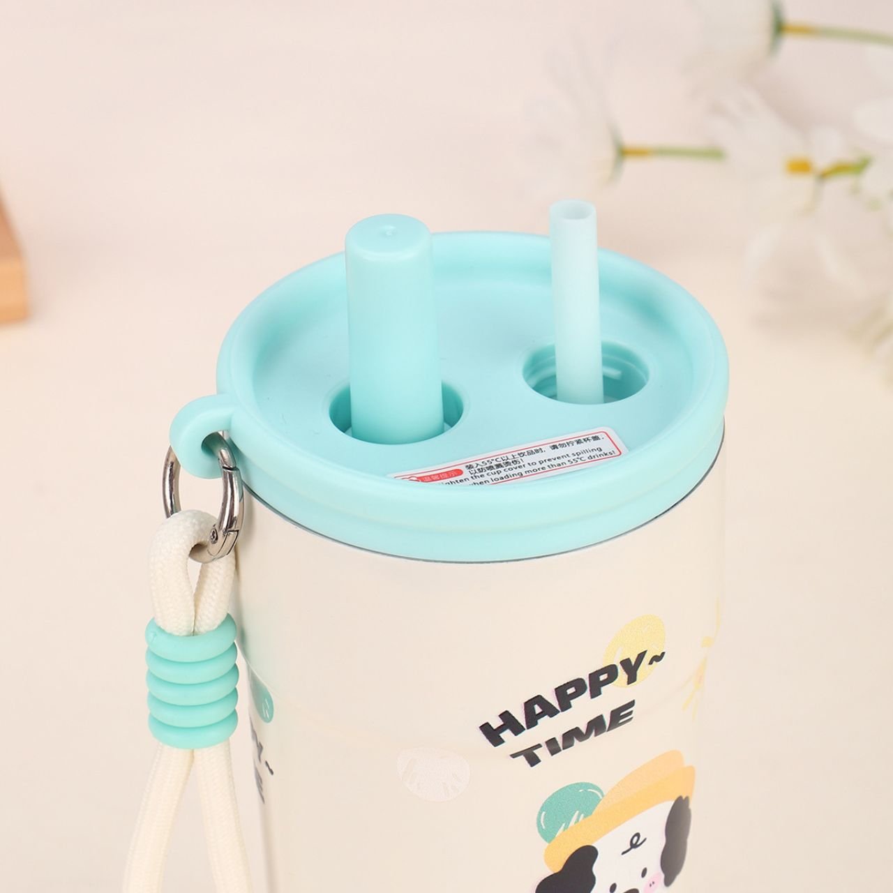 Stainless Steel Insulated Coffee Sipper with Straw & Carry Band | Portable & Leakproof | Cartoon Print | 500 ML | Assorted Prints | Box Packing - Image 9