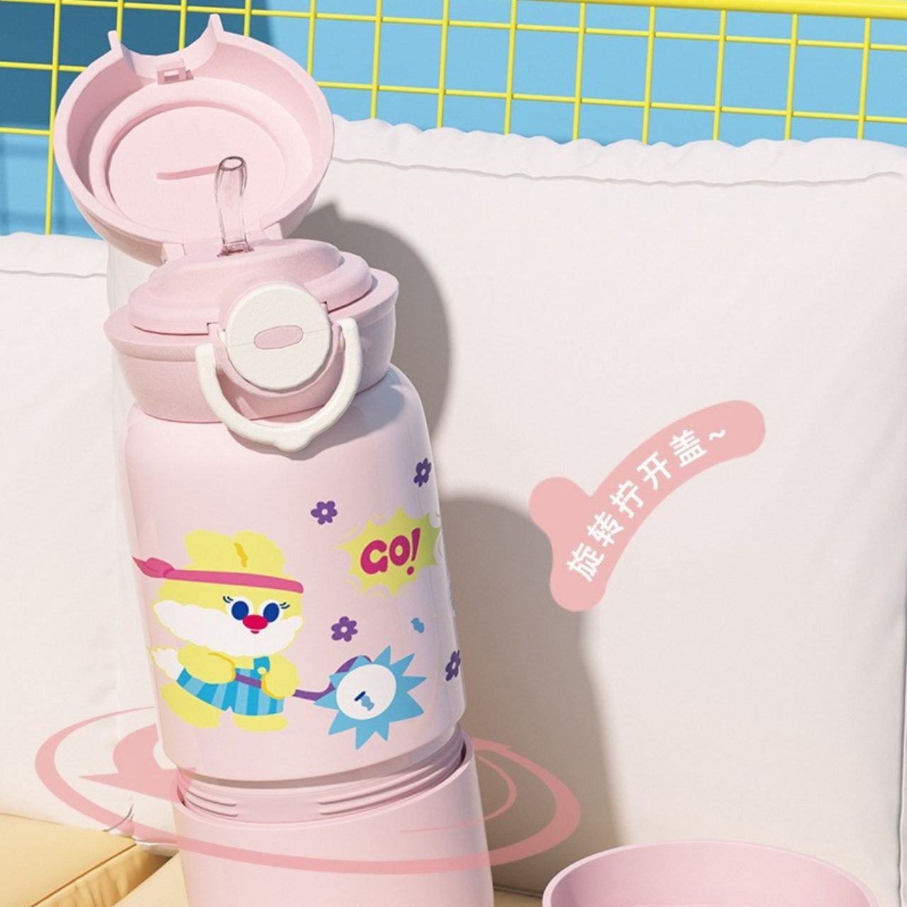 Stainless Steel Kids Sipper with Carry Band | Double Wall Insulations | Cartoon Printed | Dual Drinking System | Portable & Leakproof | 500 ML | Assorted Prints | Box Packing - Image 4