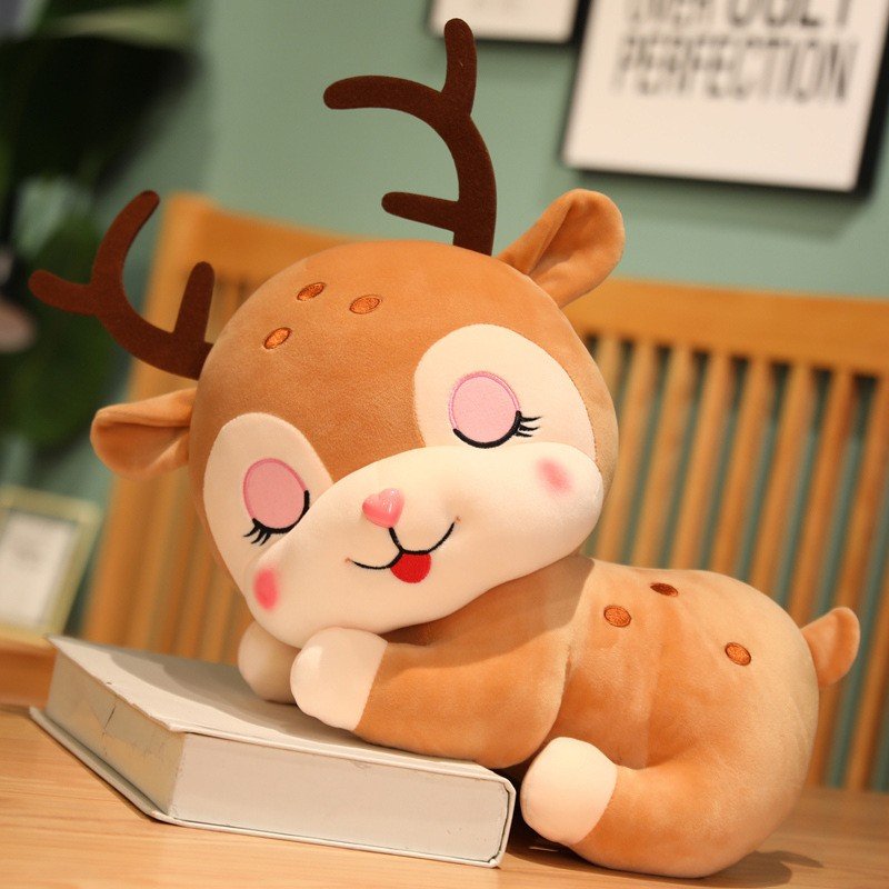 Cute Sleeping Sika Deer Plush Toy for Kids | 30 CM | Huggable & Washable | Imported Skin | OPP Packing - Image 7