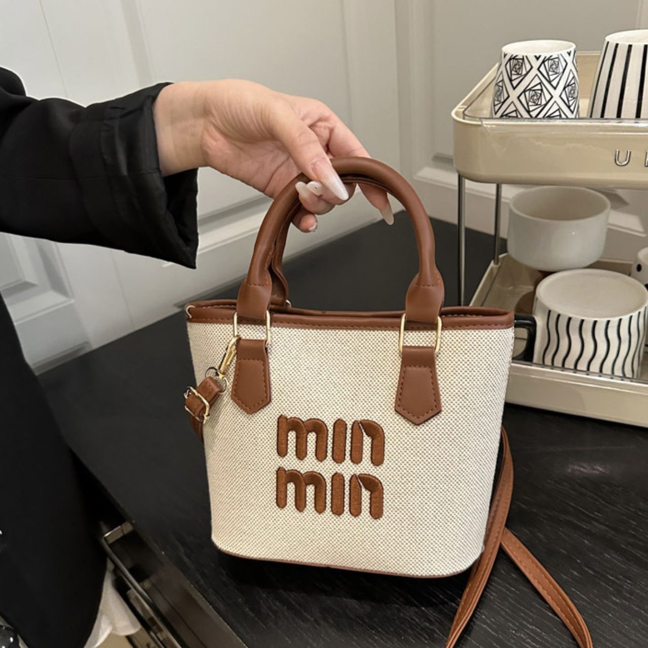 PU Leather Ladies Handbag | Detachable Crossbody Strap | Compact & Lightweight | 23x16.5x9.5 Cm | Assorted Colors | OPP Packing