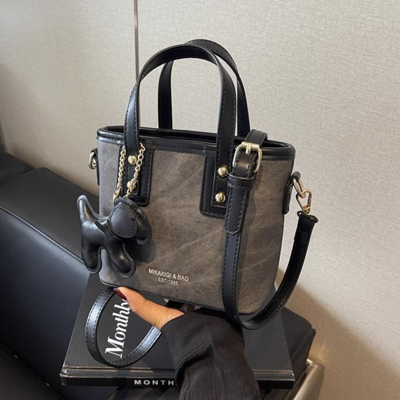 PU Leather Mini Handbag with Handle | Top Handle | Adjustable Crossbody Sling | Smooth Zip Closure | 19x9x16 Cm | Assorted Colors | OPP Packing